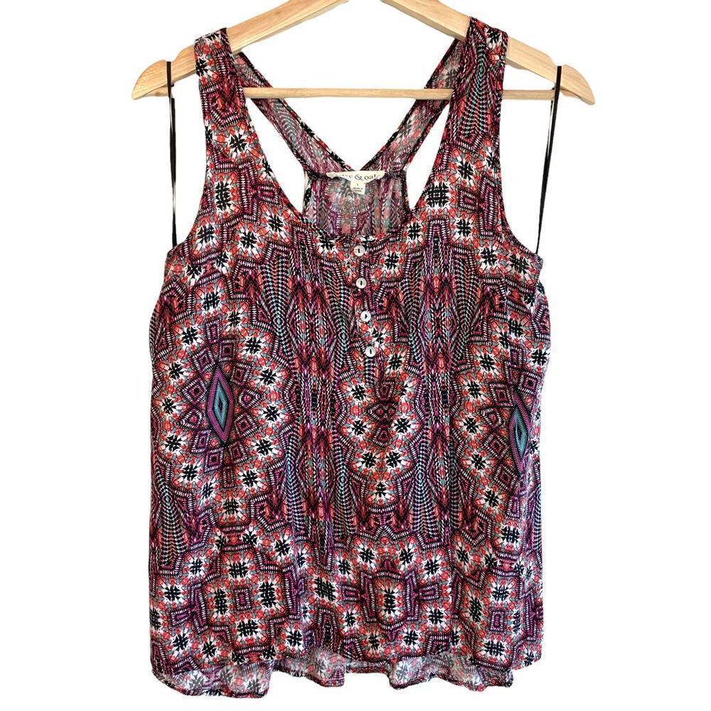 Olive & Oak 100% Rayon Aztec Racerback Tank
